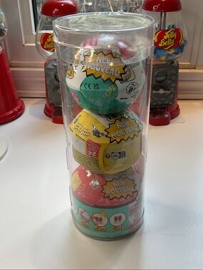 Surprise Capsule Toy Stack - Green, Yellow & Red Collectible Eggs